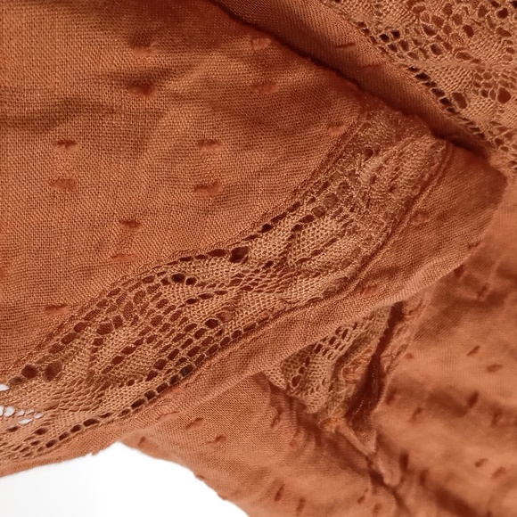 Old Navy Lacey Button Up Blouse Women ‘s Medium Orange Stitch - Picture 6 of 11